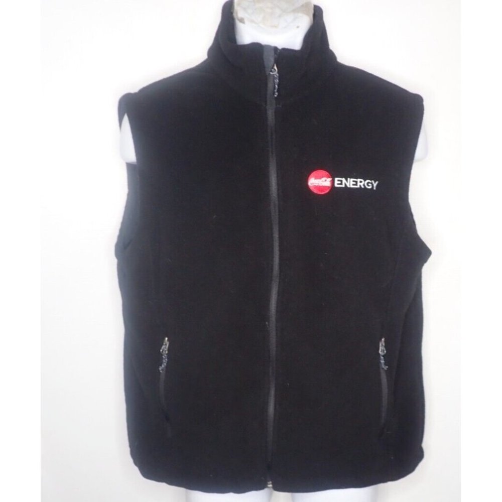 Coca Cola Energy Fleece Vest Mens M Advertising Employee Logo Embroidered‎